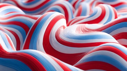 Abstract Red Blue White Wavy Stripes Pattern