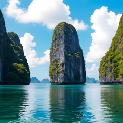 The paradise, ocean, cliffs, rocks, sea, nature, landscape, serene, peaceful, dramatic sky, clouds,  water, beach, travel, exotic, remote, untouched, lush, 