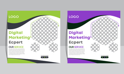 Creative Digital Marketing Expert Social Media Post Template – Dual Color Variants for Business Promotion and Online Advertising