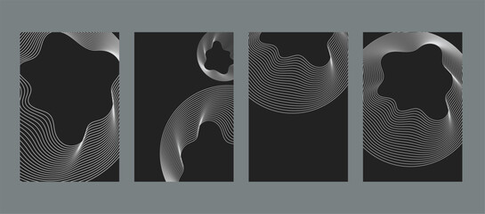 set of  Abstract Card and Poster Designs with Modern Line Art for Creative, Minimal and Contemporary Projects. r posters with modern abstract line art. The compositions use fluid lines, geometric 