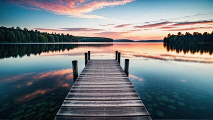 Obraz premium wooden bridge in the sunset