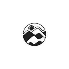 mountain landscape logo in circle frame abstract flat design