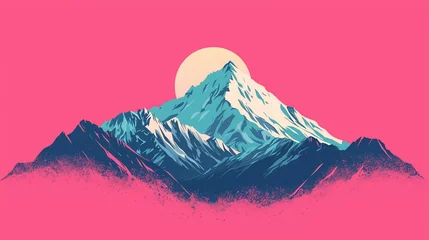 Fototapeten Mountain peak, sunset, vibrant, landscape © arcapada