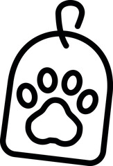 Outline pet ID tag icon featuring a paw print