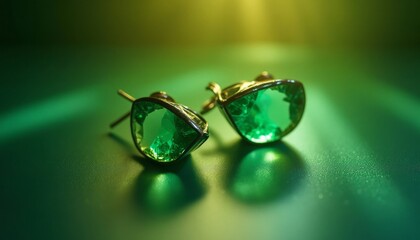 Green Gemstone Earring Stud Fashion Accessory