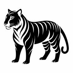 Silhouette Tiger on isolated white background 