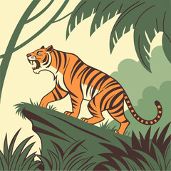 tiger in the forest vector 