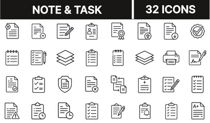 Note and Task Icon Representing Reminders, Planning, and To-Do Lists