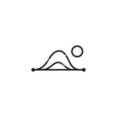 Mountain with sun minimalist linear logo design