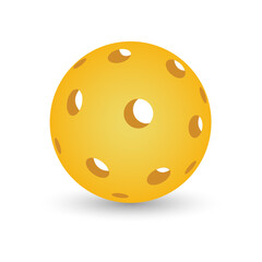 Yellow Pickleball ball vector illustration with soft shadow isolated on a white background 