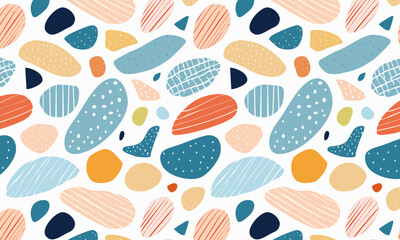 Abstract Geometric & Organic Elements - Playful Seamless Background