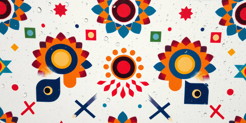 Fototapeta premium レトロポップな幾何学模様のシームレスパターン