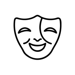 Line art smiling theater mask illustration in minimal style  