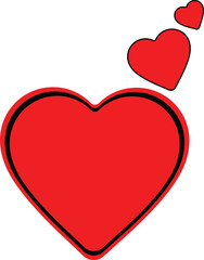 red heart with two heart vector illustration