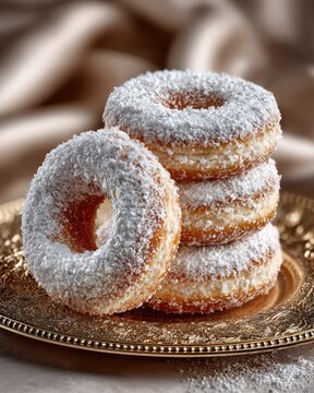 Festive kaak warka pastry rings dusted with powdered sugar invite guests to enjoy Tunisian sweets