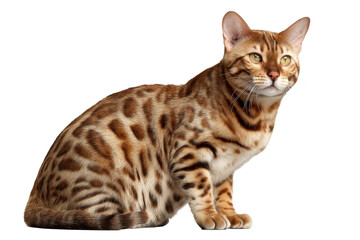 Obraz premium Beautiful Bengal Cat Isolated on Transparent Background