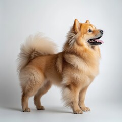 Fluffy chow chow dog breed portrait isolated on white background