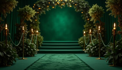 Green Aisle with Lights and Candles