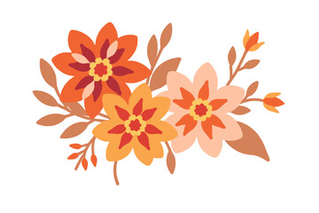 Autumn Floral Illustration - Vibrant Fall Flower Bouquet - Decorative Floral Design for Seasonal Projects and Creative Designs
