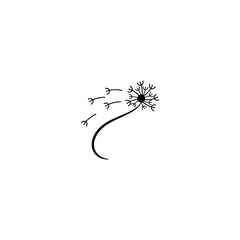 dandelion flower logo with flat vector design style