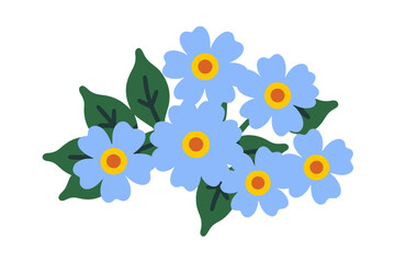 Fototapeta premium Cute Blue Forget-Me-Not Flowers Illustration - Vector Image of Spring Blossoms - Perfect for Floral Designs and Nature-Themed Projects - Download Now for Creative Uses