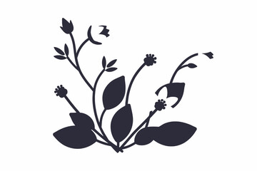 Elegant Floral Vector Illustration- White Flowers and Dark Leaves Design- Botanical Art for Graphic Design and Creative Projects- Delicate Floral Clipart