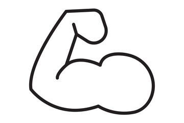Muscle liner icon vector . arm flex icon Simple thin line logo  .  Bodybuilding and fitness concept, on a white background.  