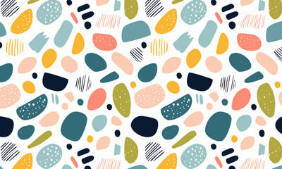 Abstract Geometric & Organic Elements - Playful Seamless Background