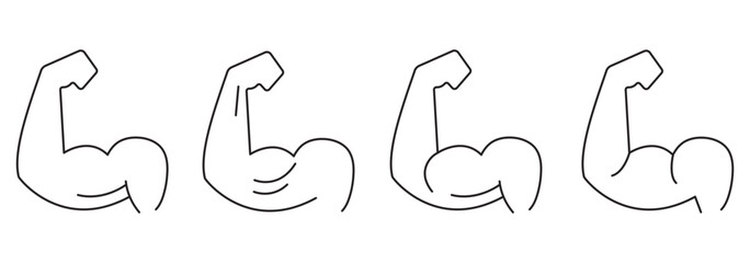  Exclusive Strong Muscles, Strong Life: Fitness line  Icon Set. Gym and Fitness Icons .  eps 10 