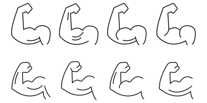  Exclusive Strong Muscles, Strong Life: Fitness line  Icon Set. Gym and Fitness Icons .  eps 10 