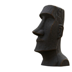 Moai Statue Profile isolated on transparent baackground