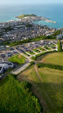 Aerial of St Ives Harbour - Cornwall, UK