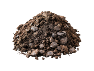 A pile of dirt with rocks on top of it
