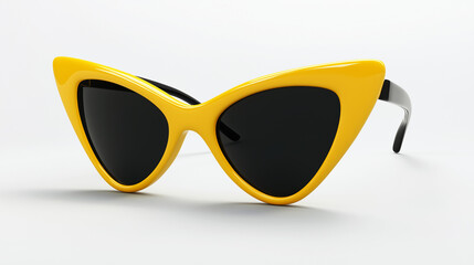 stylish yellow sunglasses on a white background