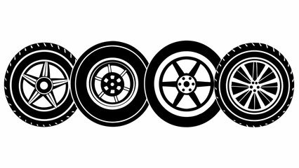 set of wheels Vector icon illustration silhouette Graphics design image white background