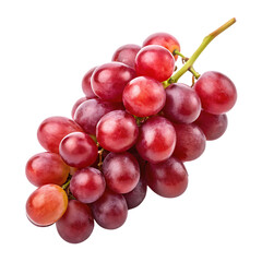 Fototapeta premium Freshly harvested bunch of ripe red grapes isolated on a solid black background