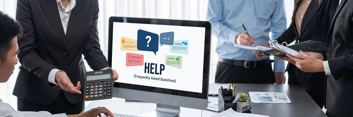 Help screen on the website provide answer to FAQ frequently asked question brisk with knowledge...