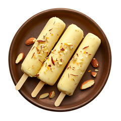 Traditional indian kulfi sticks isolated on transparent background