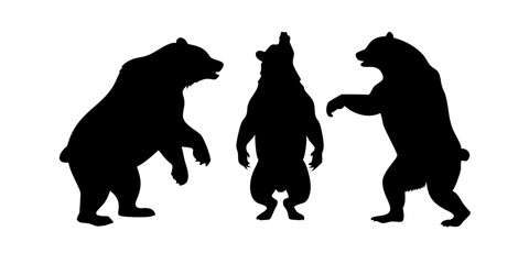 Black vector silhouette illustrations of women with cats or dogs, and isolated wild animals