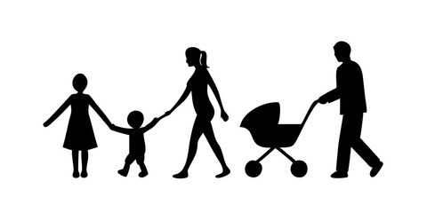family silhouette vector