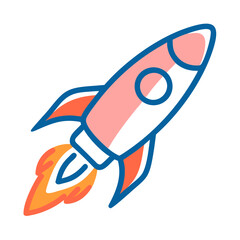 Fototapeta premium Pink rocket launching, icon style, for websites and apps