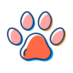 Pink paw print icon, for pet websites and branding