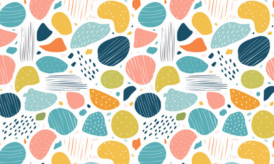 Vibrant Hand-Drawn Organic Elements - Playful Contemporary Background