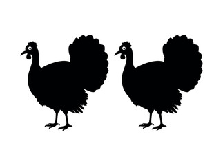 Silhouette of a Turkey, A bold, solid black silhouette of a turkey, perfect for Thanksgiving or general wildlife imagery. turkey, silhouette, bird, thanksgiving, farm animal, poultry, black and white,