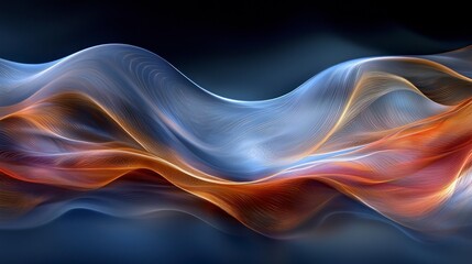Abstract flowing lines with blue and orange colors