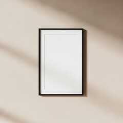 Minimalist frame on sunlit neutral wall