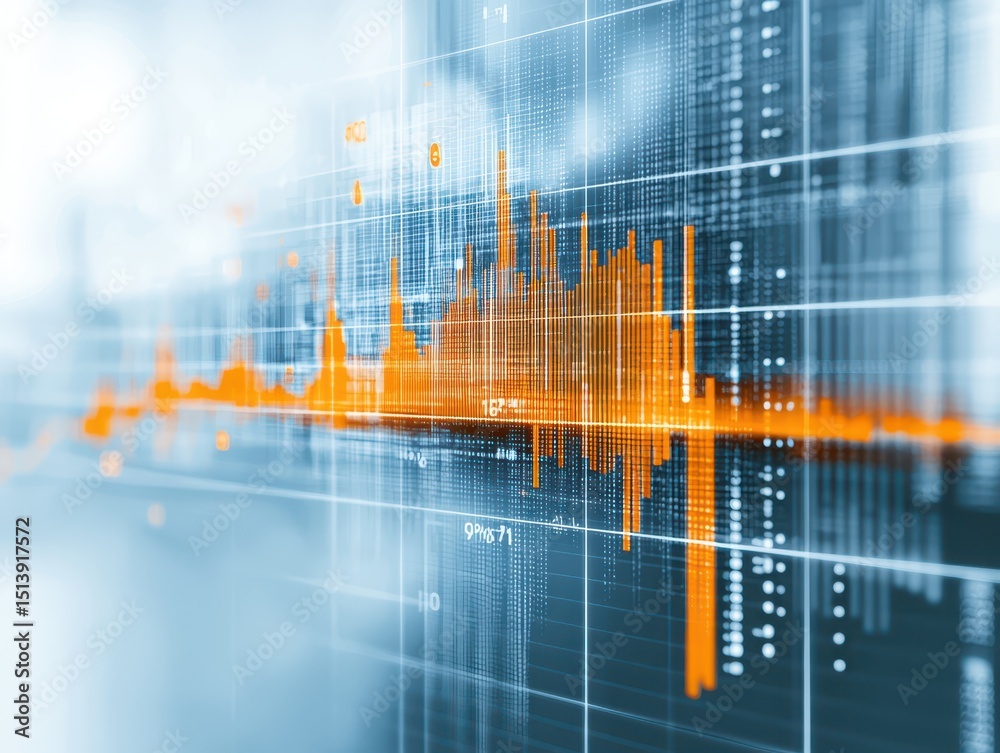 Aufkleber Business confident finance concept. Abstract data visualization with vibrant graphs and lines representing analytics.