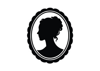 cameo woman faces silhouette Vector flat icon Illustration.