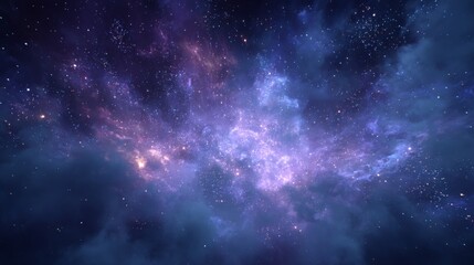 Purple And Blue Cosmic Nebula With Stars