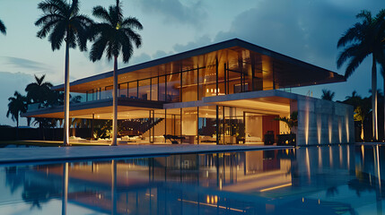 Fototapeta premium house, architecture, building, home, garden, villa, tree, sky, palm, hotel, luxury, real estate, construction, exterior, residence, travel, residential, view, summer, california, street, city, lawn, s